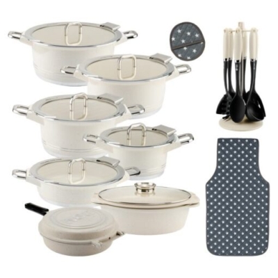 سرویس قابلمه 25 پارچه کرم طرح جرمنی B ام جی اس