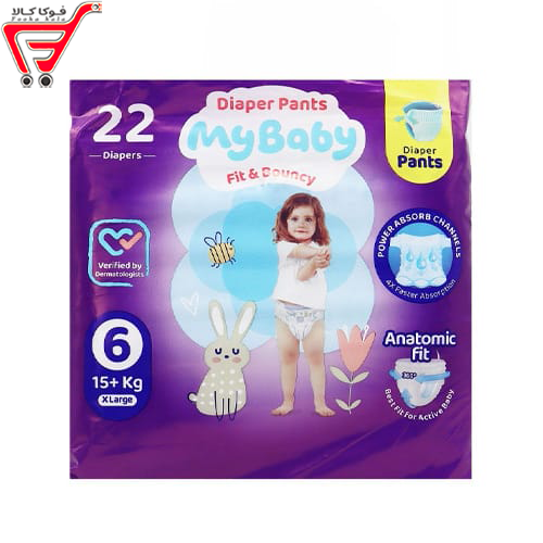 پوشک شورتی 22 عددی کانالدار سایز 6 مای بی بی 