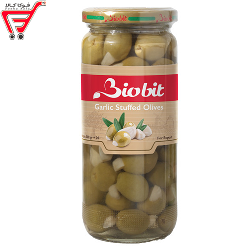 زیتون سبز مغزدار سیر بایوبیت 500 گرم 