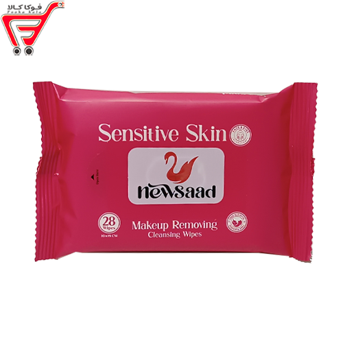 دستمال آرایش پاک کن پری بیوتیک و بدون عطر 28 برگی صورتی نیوساد