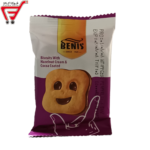 بیسکویت با کرم فندق وروکش کاکائویی بنیس 32 گرم