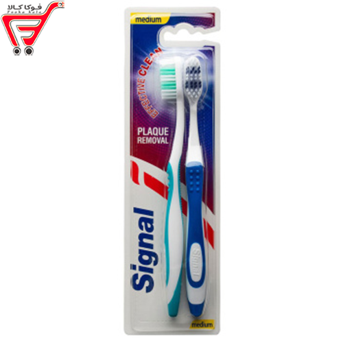 مسواک 2 عددی پاک&zwnj;کننده موثر پلاک با برس متوسط Effective Clean سیگنال