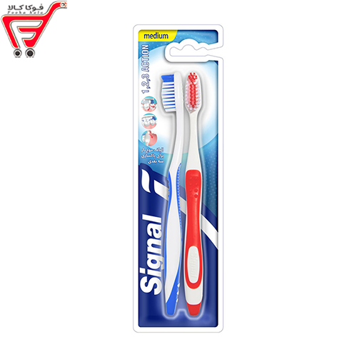 مسواک متوسط بزرگسالان مدل 1,2,3 Action دوتایی سیگنال