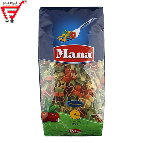 ماکارونی فرمی قلبی سبزیجات مانا 500 گرم 
