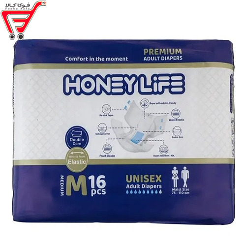 پوشینه کامل یزرگسال هانی لایف سایز متوسط 16 عددی 