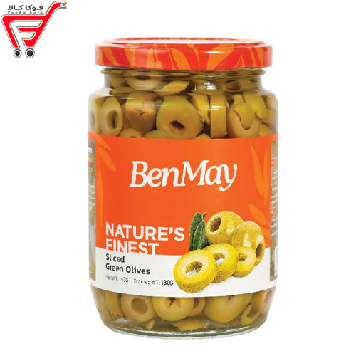 زیتون سبز شور ( اسلایس ) بن مای 360 گرم 
