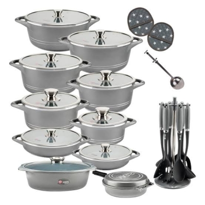 سرویس قابلمه 33 پارچه گرانیت ایتالیا B خاکستری ام جی اس