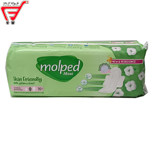 نوار بهداشتی پنبه ای سایز بزرگ مولپد 10 عددی 
