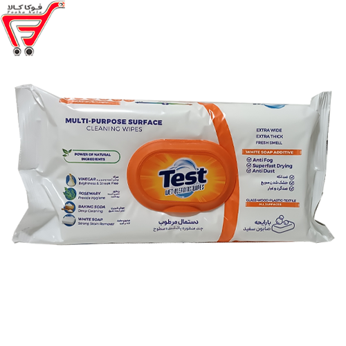 دستمال مرطوب رایحه صابون سفید چند منظوره پاک کننده سطوح تست 50 عددی 