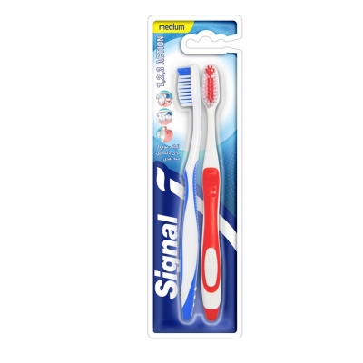 مسواک متوسط بزرگسالان مدل 1,2,3 Action دوتایی سیگنال