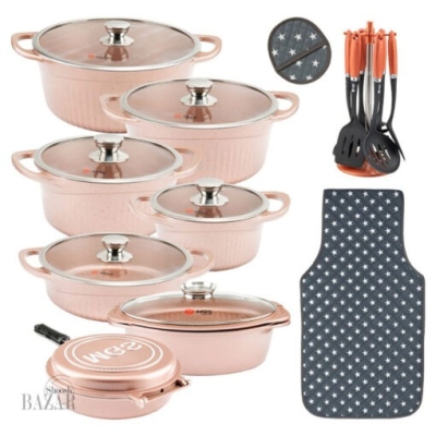 سرویس قابلمه 25 پارچه گرانیت جرمنی D رزگلد (ماربل) ام جی اس