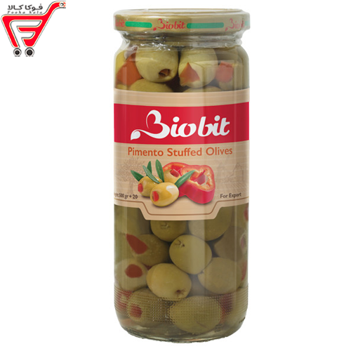 زیتون سبزمغزدار فلفل  بایوبیت 500 گرم 