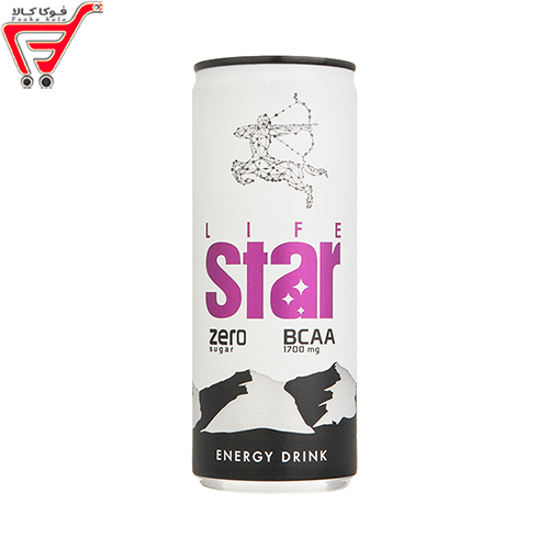 نوشابه انرژی زا گازدار بدون شکر لایف استار 250 میل 