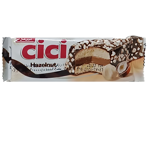 کیک اسفنجی کاکائویی شیری و خلال فندق سی سی شیرین عسل 35 گرم 