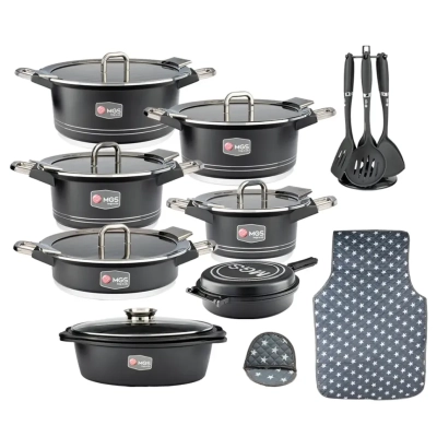 سرویس قابلمه 25 پارچه خاکستری طرح جرمنی B ام جی اس